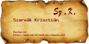Szarvák Krisztián névjegykártya